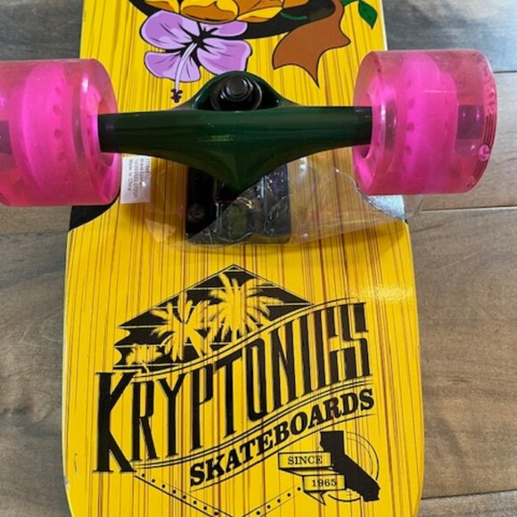 Kryptonics 30" x 7" longboard with grip tape and pink durometer wheels - NEW - Picture 4 of 6